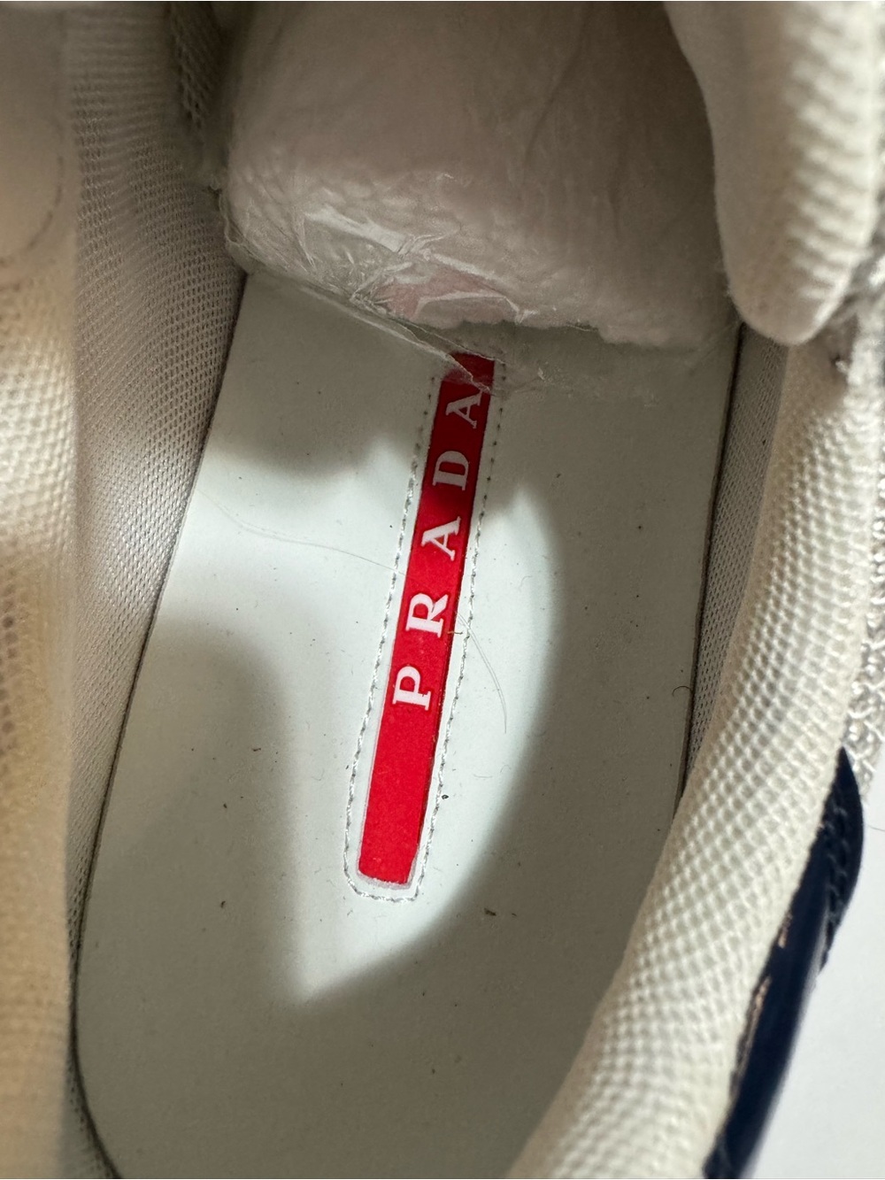 Prada America’s Cup Style Patent Mesh Sneakers Navy White Men’s Size 10.5 EU 44 - Picture 10 of 10